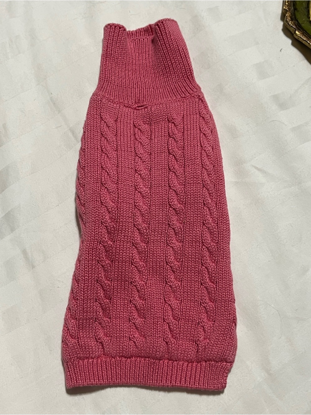 Pink Cable Knit Dog Sweater - Cozy Turtleneck ( Small-Medium under 20lbs)